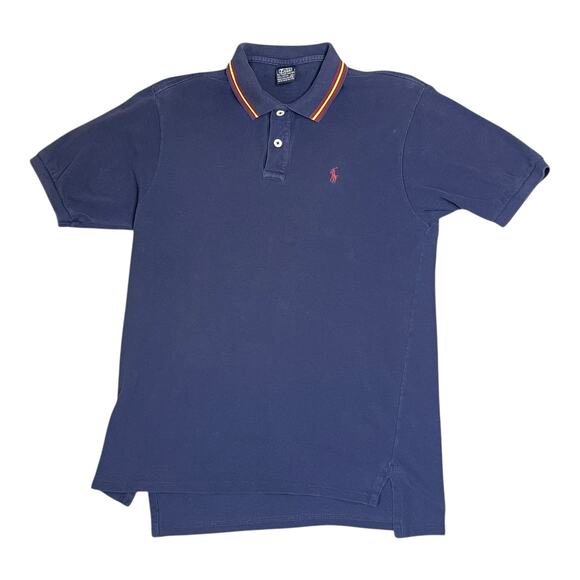 Vintage Ralph Lauren Women’s XL Polo Shirt Navy Red Pony Cotton Collar Stripe - Picture 2 of 7